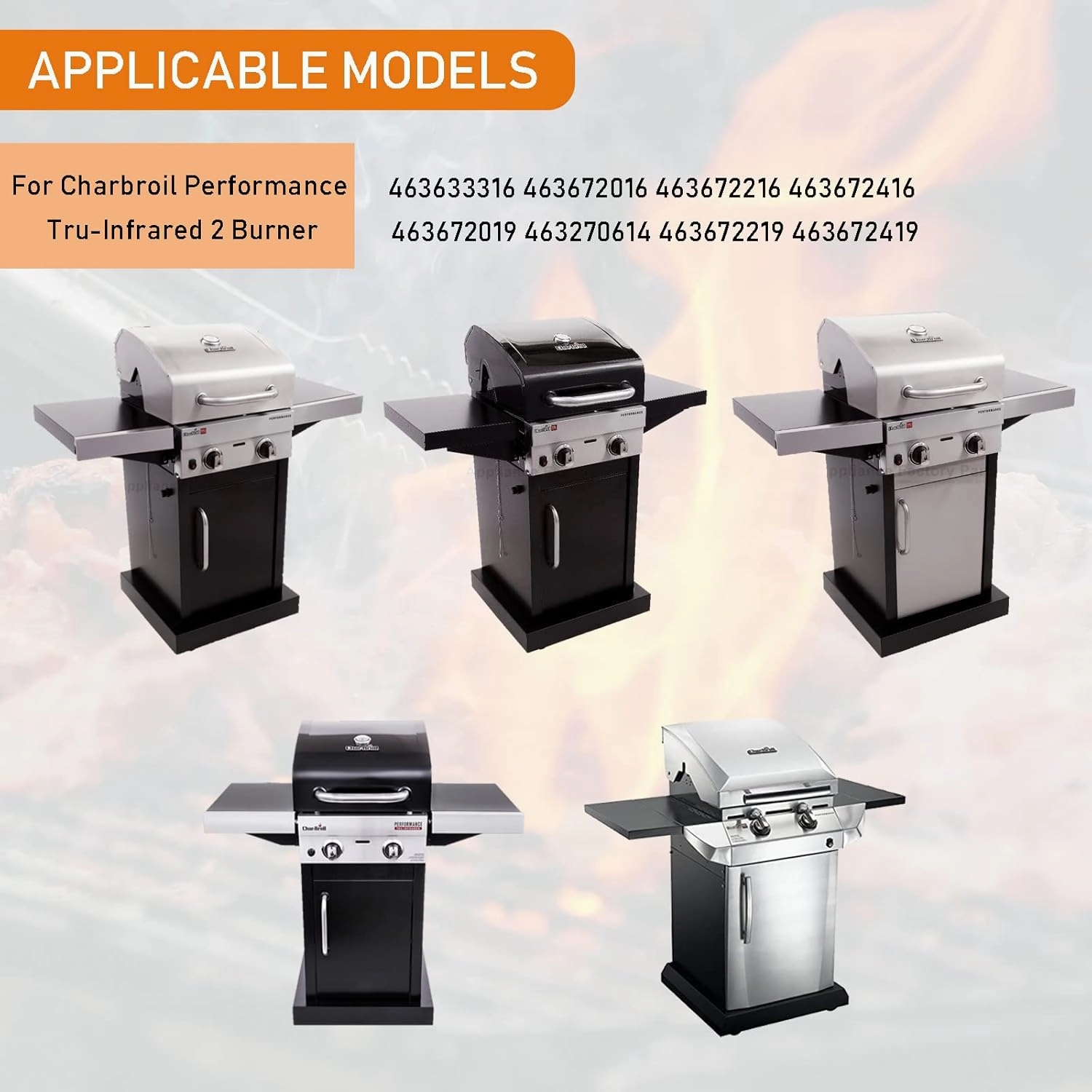 Hisencn Grill Grates for Charbroil Performance Tru-Infrared 2 Burner Gas Grill 463633316, 463672016 463672216, 463672416, 17 Inch Stamped Porcelain Steel Replacement Emitter Plates