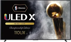 Hisense 110-Inch Class Mini-LED Premium ULED X Series 4K Google Smart TV with Alexa Compatibility, QLED, 144Hz, Dolby Vision Atmos, HDR10 , 4.2.2 Ch Audio, Hands Free Voice Control (110UX, 2024 Model)