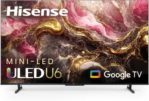 Hisense 55-Inch Class U6 Series Mini-LED ULED 4K UHD Google Smart TV (55U6K) - QLED, Full Array Local Dimming, Dolby Vision IQ，HDR 10 , VRR Game Mode Plus, 240 Motion Rate, Alexa Compatibility