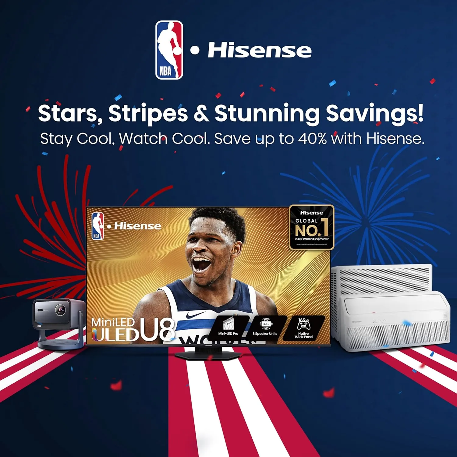 Hisense 55" Class U8 Series Mini-LED ULED 4K UHD Google Smart TV (55U8QG, 2025 Model) - QLED, Native 165Hz, Game Mode Ultra VRR 288, Dolby Vision IQ · Atmos, Full Array Local Dimming, 4.1.2 Ch