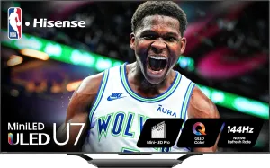 Hisense 75-Inch Class U7 Series Mini-LED ULED 4K UHD Google Smart TV (75U7N, 2024 Model) - QLED, Dolby Vision IQ, Dolby Atmos, Full Array Local Dimming, 144Hz Game Mode Pro, VRR, Alexa Compatibility