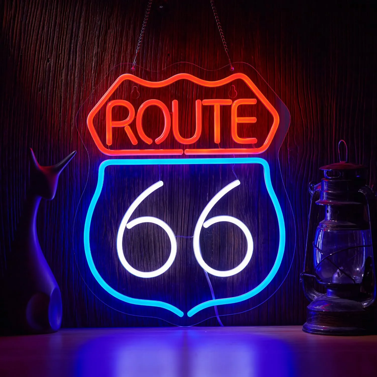 Historic Route 66 Neon Sign Beer Bar Home Art Man Cave Neon Light Handmade with Dimmable Switch LED Neon Lights Signs for Bedroom Home Office Hotel Pub Cafe Recreation Room Wall Artwork Decor