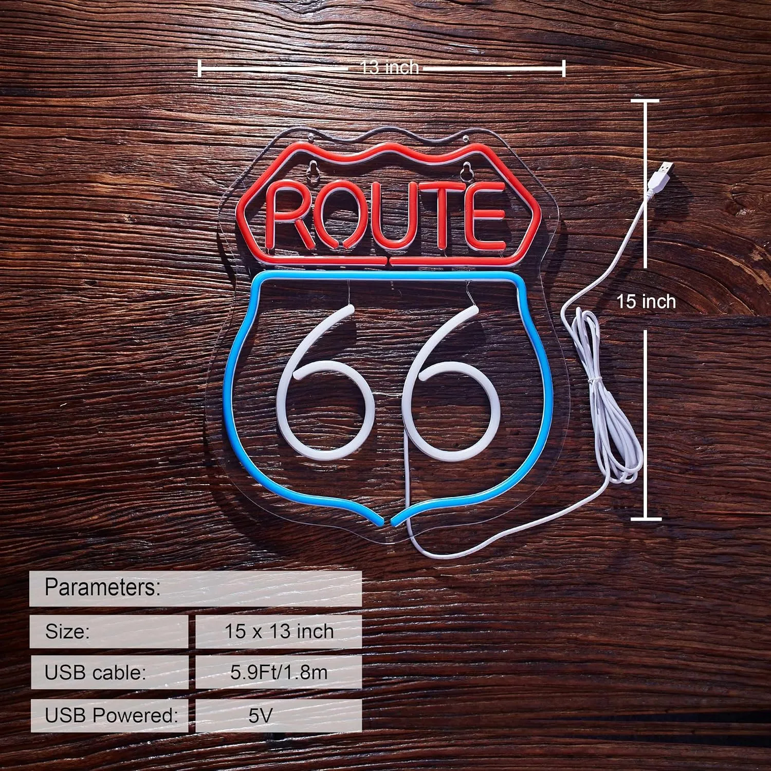 Historic Route 66 Neon Sign Beer Bar Home Art Man Cave Neon Light Handmade with Dimmable Switch LED Neon Lights Signs for Bedroom Home Office Hotel Pub Cafe Recreation Room Wall Artwork Decor