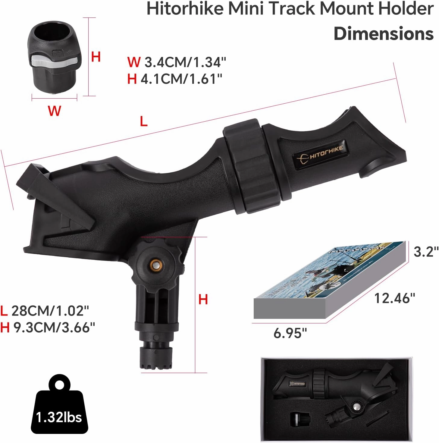 HITORHIKE Fishing Rod Holder Universal Fit Kit Allows for 360-degree Adjustment Kayak Fishing Boat Powerlock Rod Holder