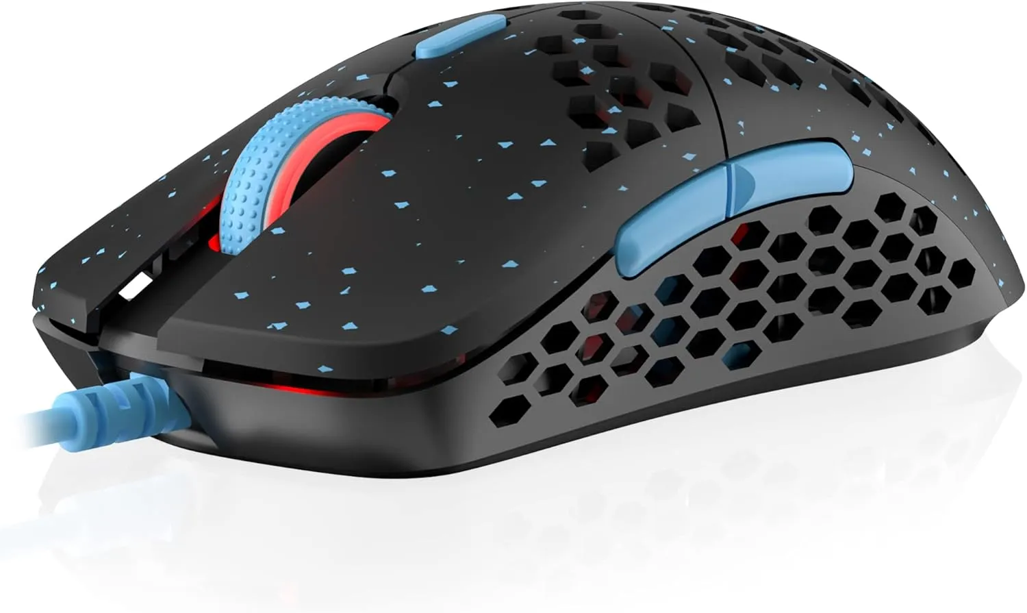 HK Gaming Mira S Ultra Lightweight RGB Gaming Mouse | Honeycomb Shell | 61 Grams | max 12000 cpi | USB Wired | 6 programmable Buttons | On-Board Memory | Anti Slip Grips | Mira-S Blue Phantom