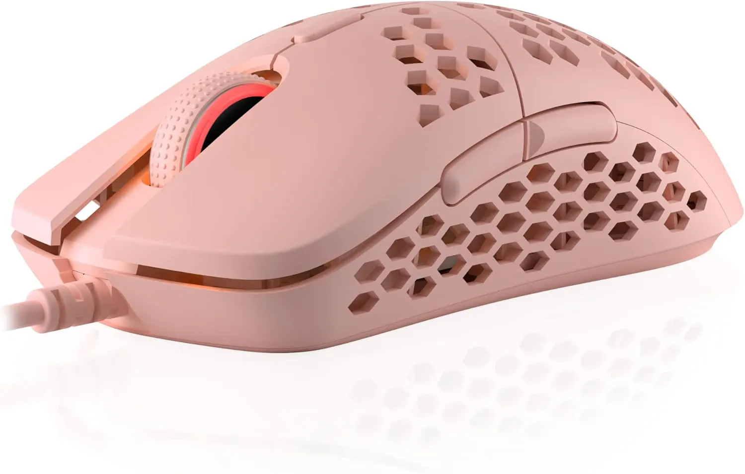 HK Gaming Mira S Ultra Lightweight RGB Gaming Mouse | Honeycomb Shell | 61 Grams | max 12000 cpi | USB Wired | 6 programmable Buttons | On-Board Memory | Anti Slip Grips | Mira-S Rose Quartz