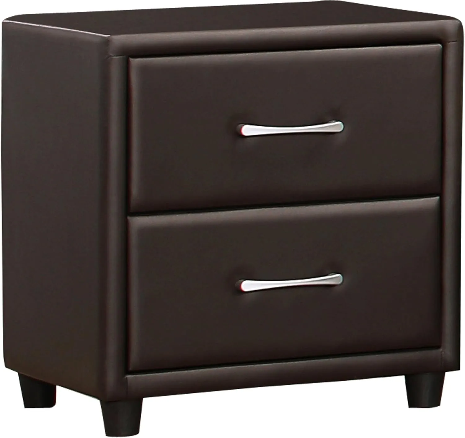 Homelegance 2220DBR-4 Lorenzi Synthetic Leather Upholstered 2-Drawer Nightstand, One Size, Brown
