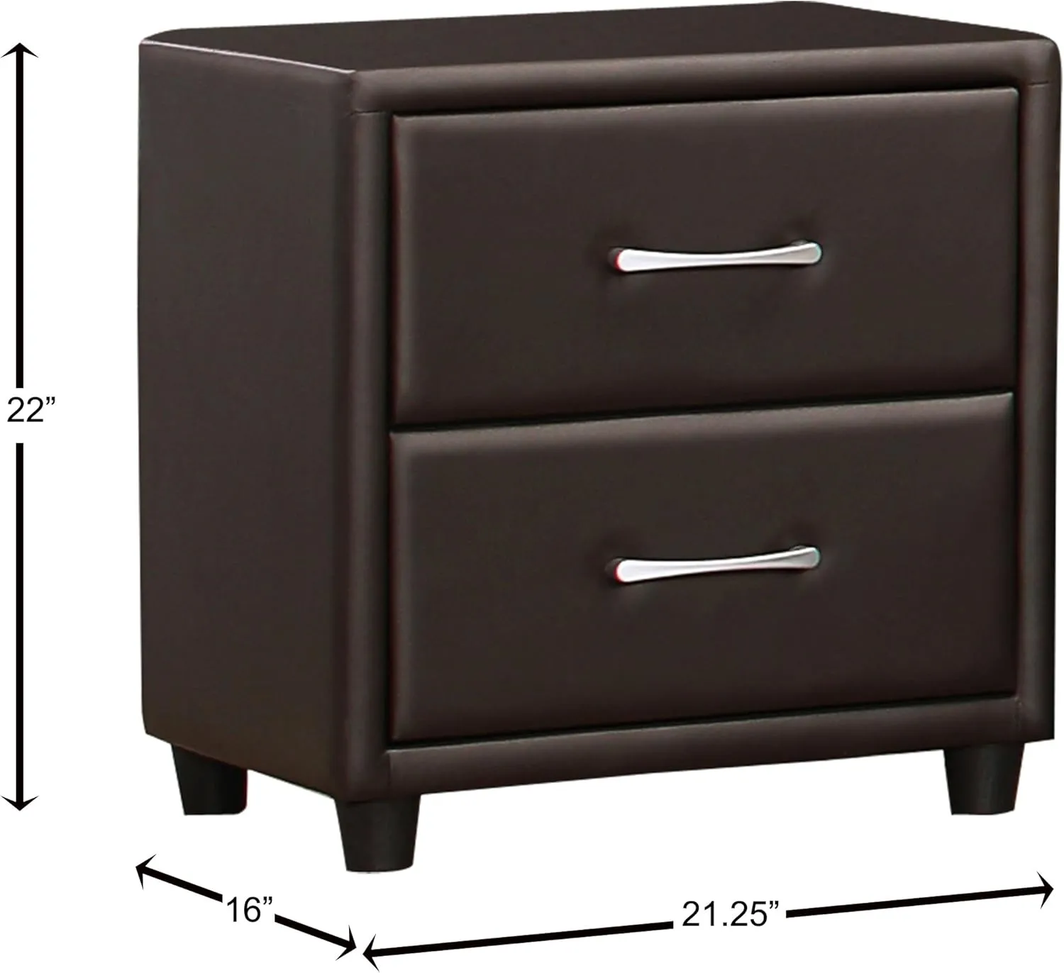 Homelegance 2220DBR-4 Lorenzi Synthetic Leather Upholstered 2-Drawer Nightstand, One Size, Brown
