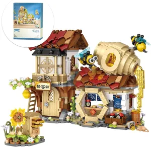 Honey Bee Workshop Mini Building Set, Creative DIY Simulation Building Toys, 1242PCS Mini Building Honey Bee Workshop Set Boys Girls 6 