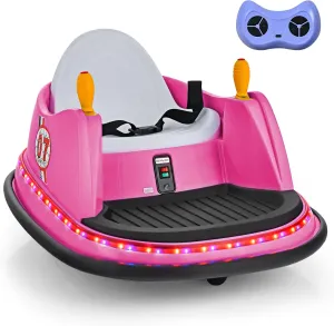 HONEY JOY 12V Toddler Bumper Car, Battery Powered Baby Ride on Bumper Car, Dual Joysticks, Flashing LED Light & 360 Degree Spin, Electric Vehicle Ride on Toys w/Remote Control, Gift for Boys Girls