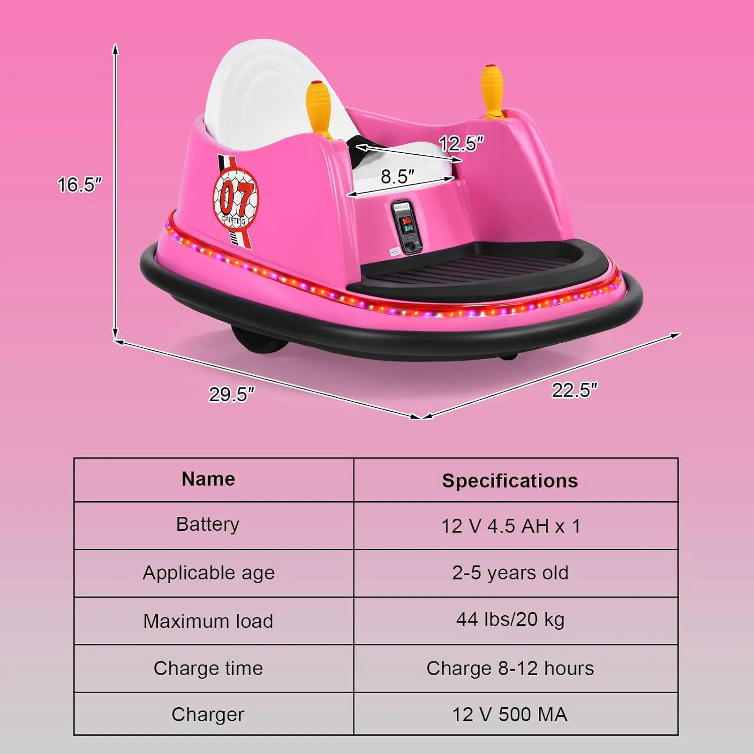 HONEY JOY 12V Toddler Bumper Car, Battery Powered Baby Ride on Bumper Car, Dual Joysticks, Flashing LED Light & 360 Degree Spin, Electric Vehicle Ride on Toys w/Remote Control, Gift for Boys Girls