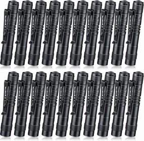 Hortsun 20 Pcs Mini Pen Light Flashlights Fathers Day Gifts Pocket Flashlights Pen with Clip Small LED Handheld Slim Torches Without Battery(3.54 Inch,Black)