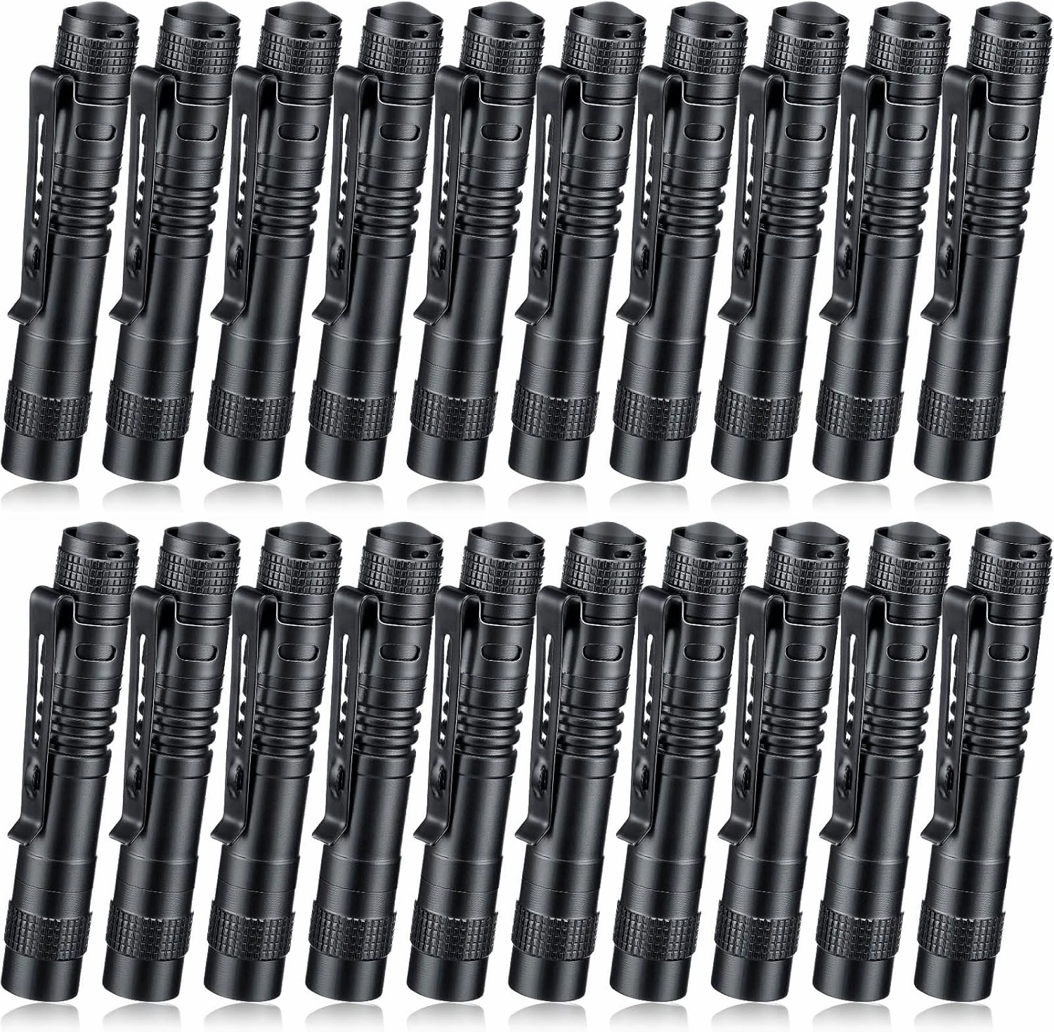 Hortsun 20 Pcs Mini Pen Light Flashlights Fathers Day Gifts Pocket Flashlights Pen with Clip Small LED Handheld Slim Torches Without Battery(3.54 Inch,Black)