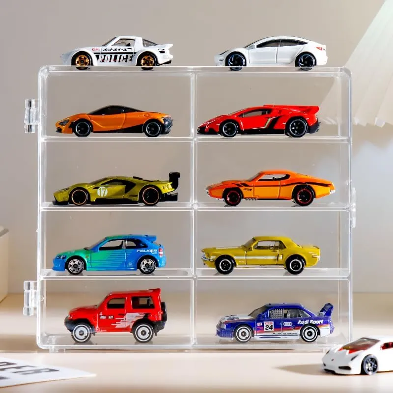 Hot 1/64 Scale Wheels Matchbox Toy Car Display Case Holds 32 Toy Cars Storage Organizer，Dustproof，Clear Toy Car Display Box 6.5 X 7.5 X 1.6 inches 4pcs