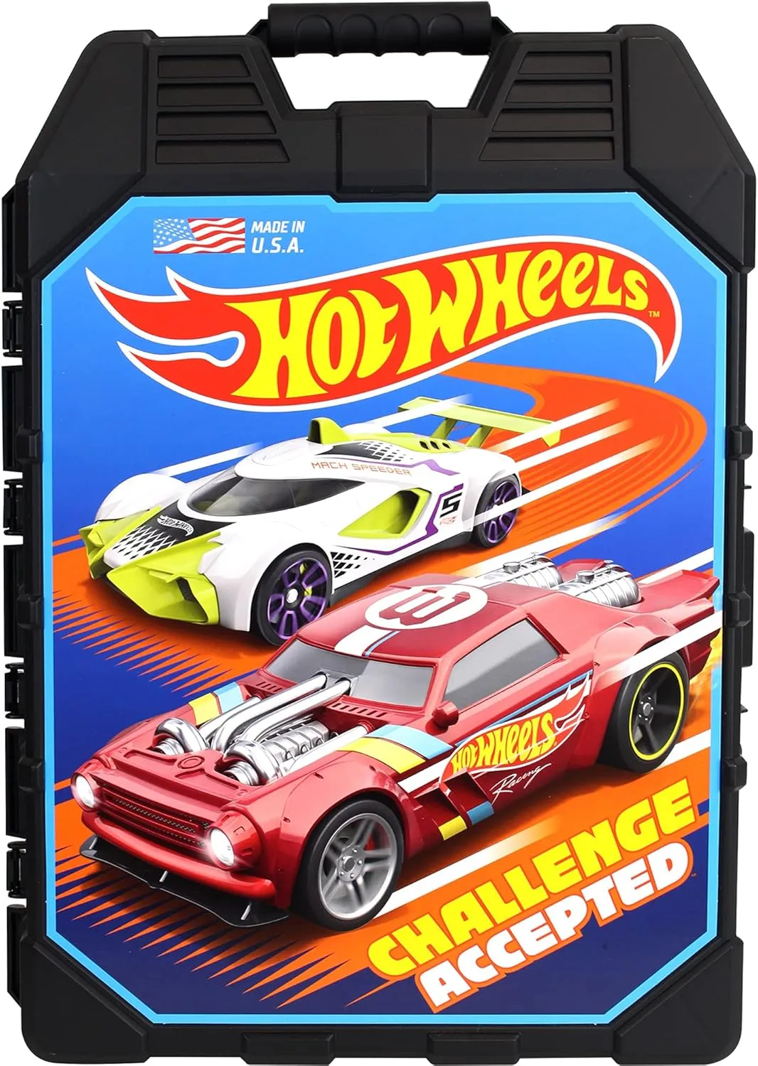 Hot Wheels 48-Car Storage Case – Durable Plastic Carrying Case with Handle for Die-Cast Toy Cars, Fits 1:64 Scale Vehicles, Organizer for Kids Travel & Display