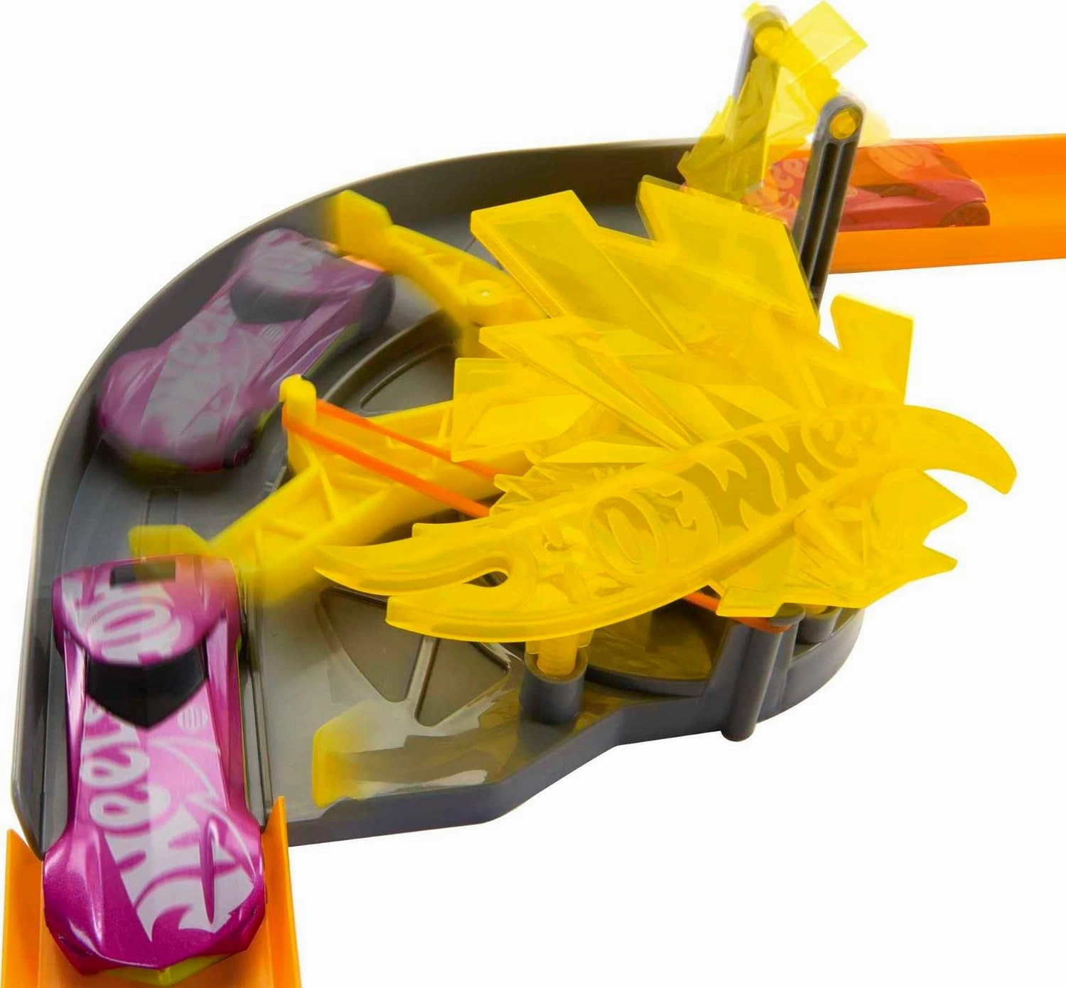 Hot Wheels Track Set with 1 Hot Wheels Car, 12 Track Boosting Components, Stackable Toy Storage Box, Lightning-Themed Track Builder Set