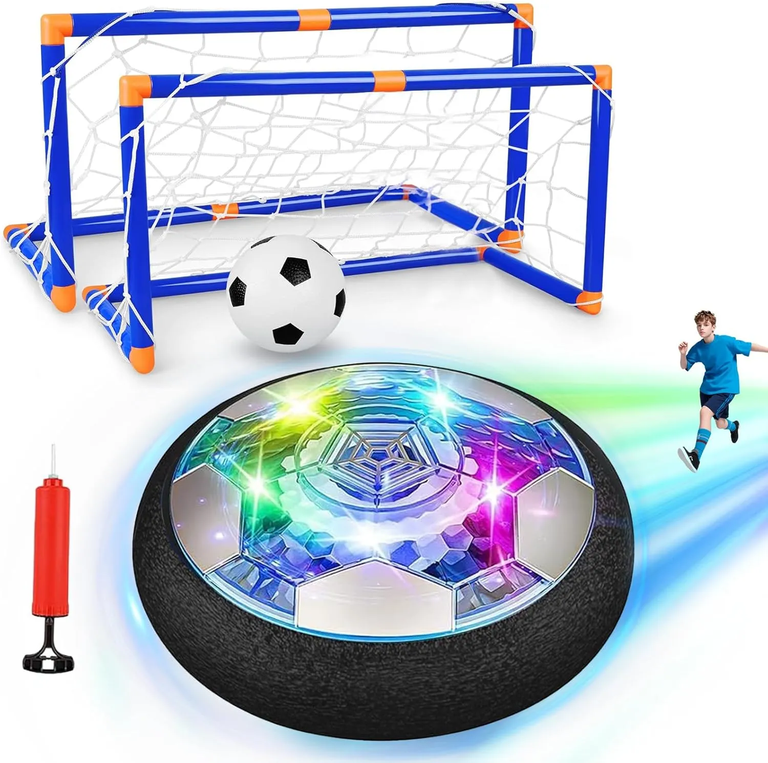 Hover Soccer Ball, Soccer Toys with LED Light and Soft Foam Bumper for Indoor Outdoor Game, Fun Active Game for Boys and Girls, Birthday, Soccer Ball Set for Kids, Floating Soccer Ball