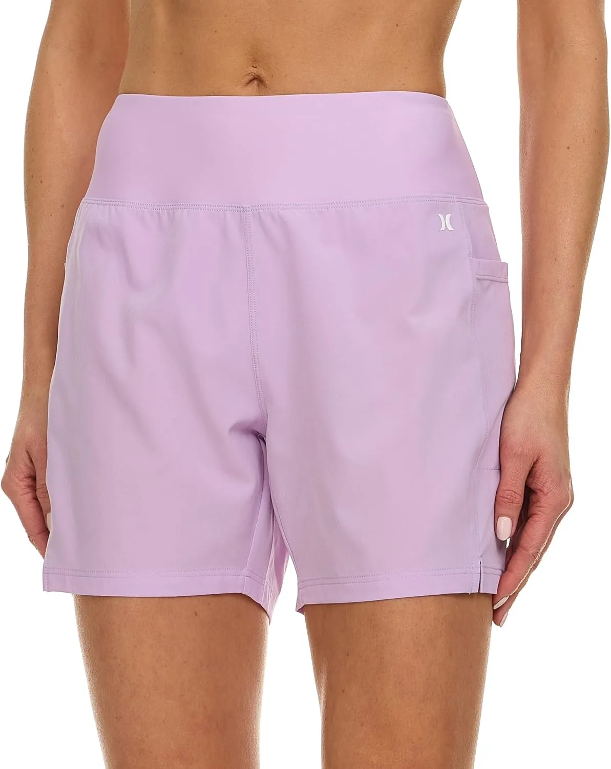 Hurley 5"/7" High Waisted Swim Shorts Women, Board Shorts with Pockets & Inner Liner, Quick Dry Swim Trunk, UPF 50 