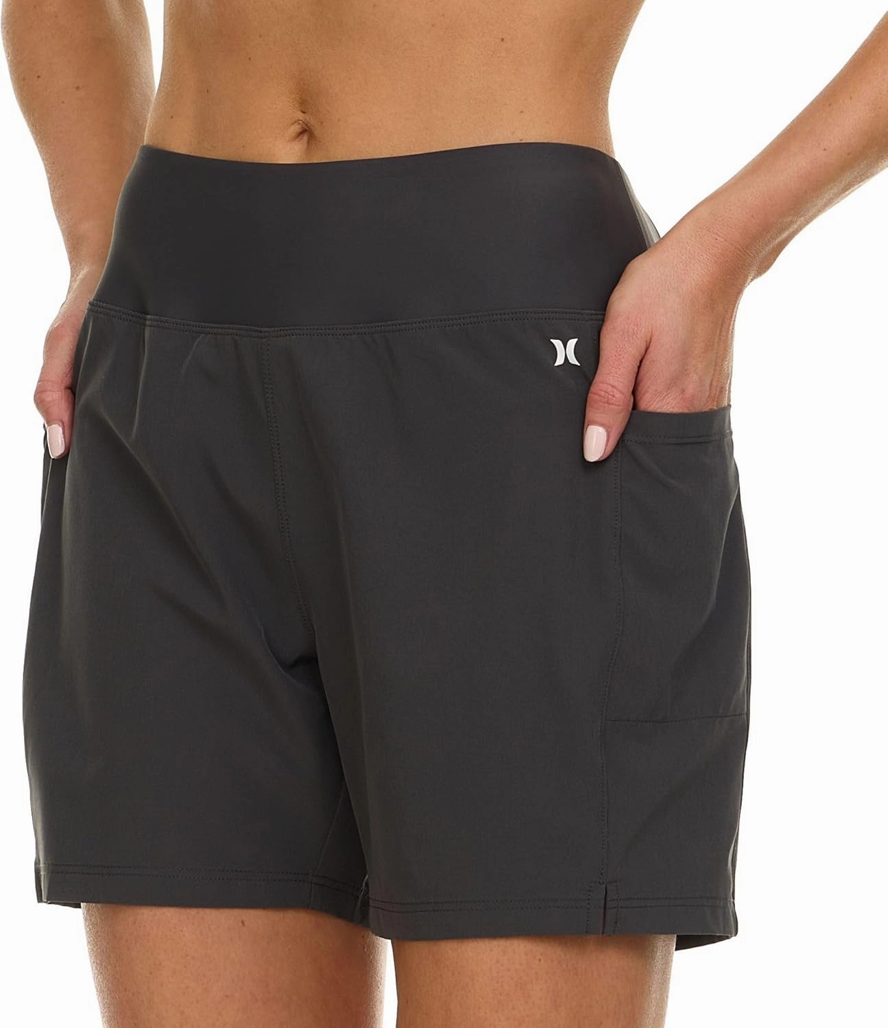 Hurley 5"/7" High Waisted Swim Shorts Women, Board Shorts with Pockets & Inner Liner, Quick Dry Swim Trunk, UPF 50 