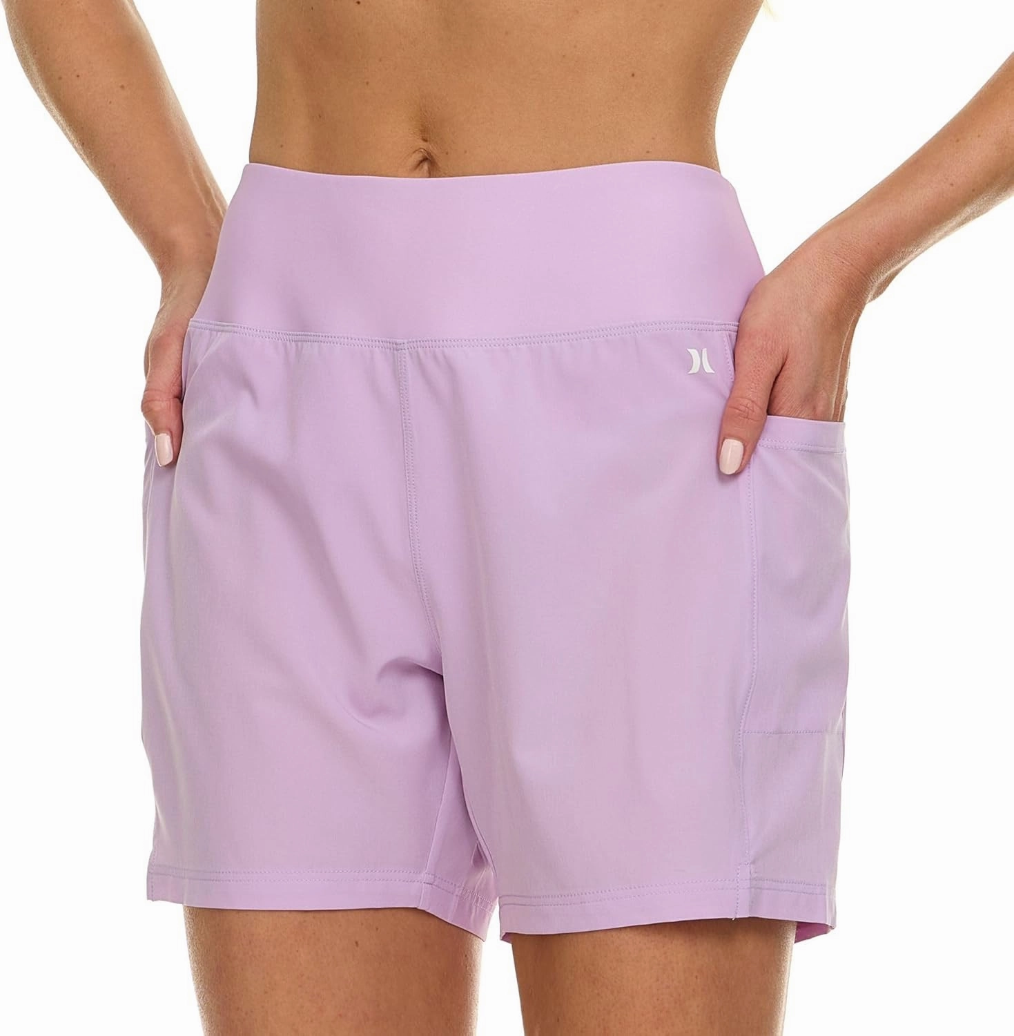 Hurley 5"/7" High Waisted Swim Shorts Women, Board Shorts with Pockets & Inner Liner, Quick Dry Swim Trunk, UPF 50 