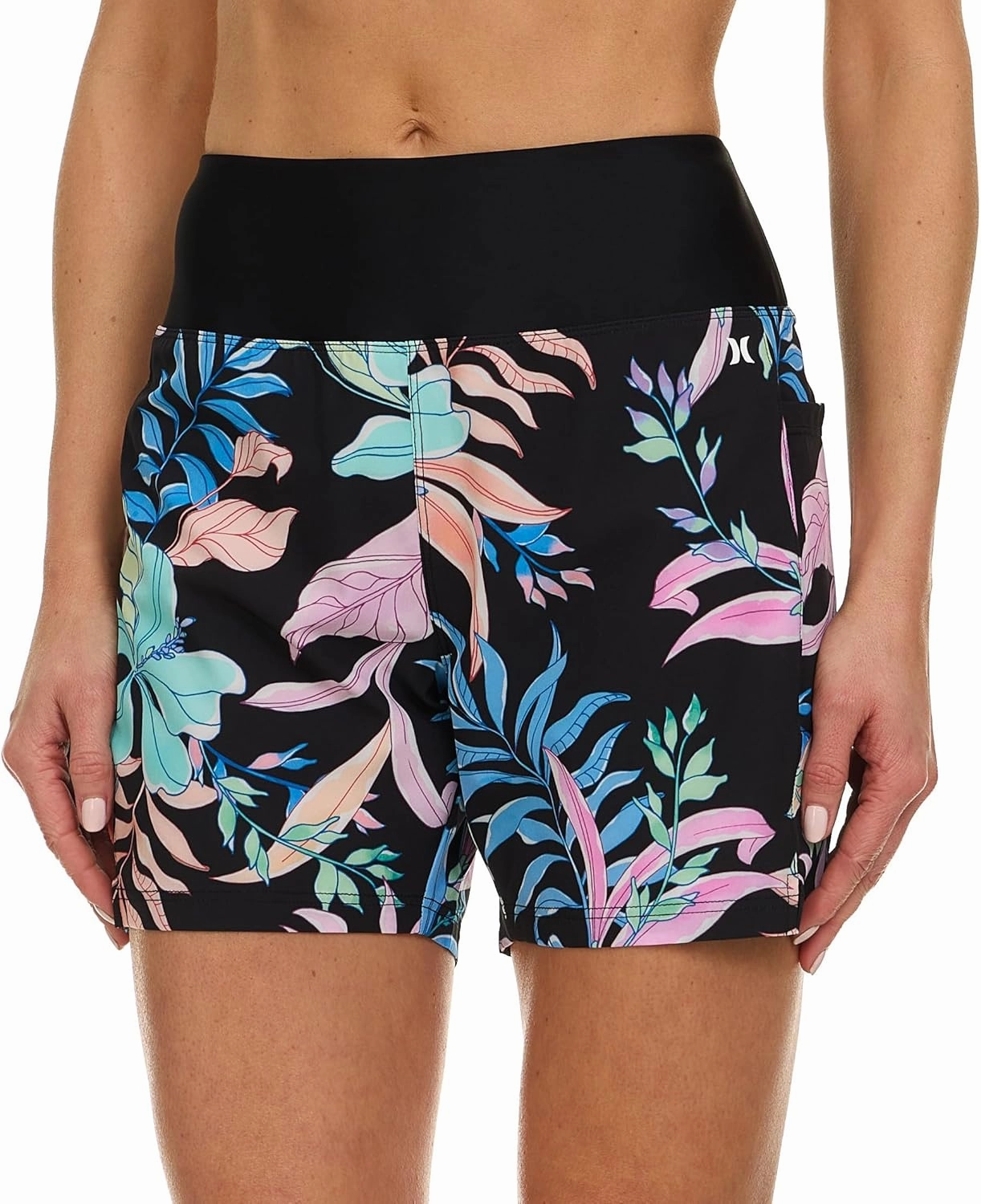 Hurley 5"/7" High Waisted Swim Shorts Women, Board Shorts with Pockets & Inner Liner, Quick Dry Swim Trunk, UPF 50 