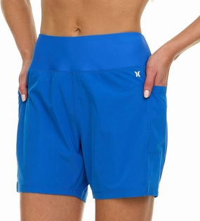 Hurley 5"/7" High Waisted Swim Shorts Women, Board Shorts with Pockets & Inner Liner, Quick Dry Swim Trunk, UPF 50 