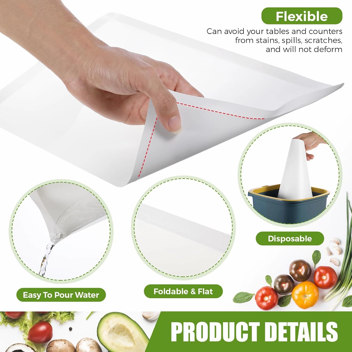 Hushee 120 Count Disposable Cutting Board Sheets 17 x 12 Inch Flexible Plastic Sheet Cutting Mat Large Chopping Boards for Kitchen Cooking Traveling Camping Tailgating BBQ