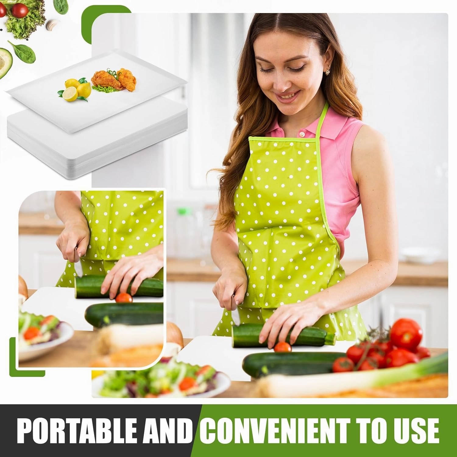 Hushee 120 Count Disposable Cutting Board Sheets 17 x 12 Inch Flexible Plastic Sheet Cutting Mat Large Chopping Boards for Kitchen Cooking Traveling Camping Tailgating BBQ