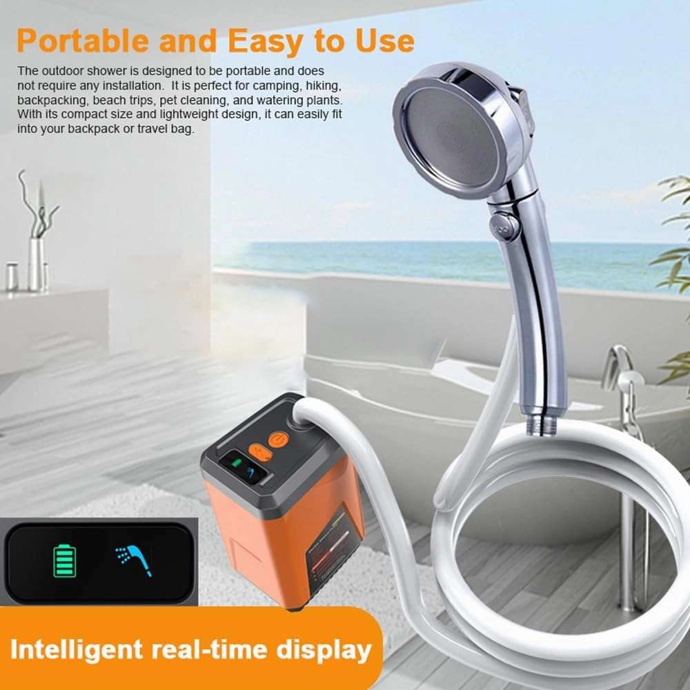 HXBER Portable Camping Shower Outdoor Electric Shower Pump Reable Battery Powered Shower Waterproof Support 3 Water Modes for Camping Hiking Backpacking Travel Beach Pet Watering