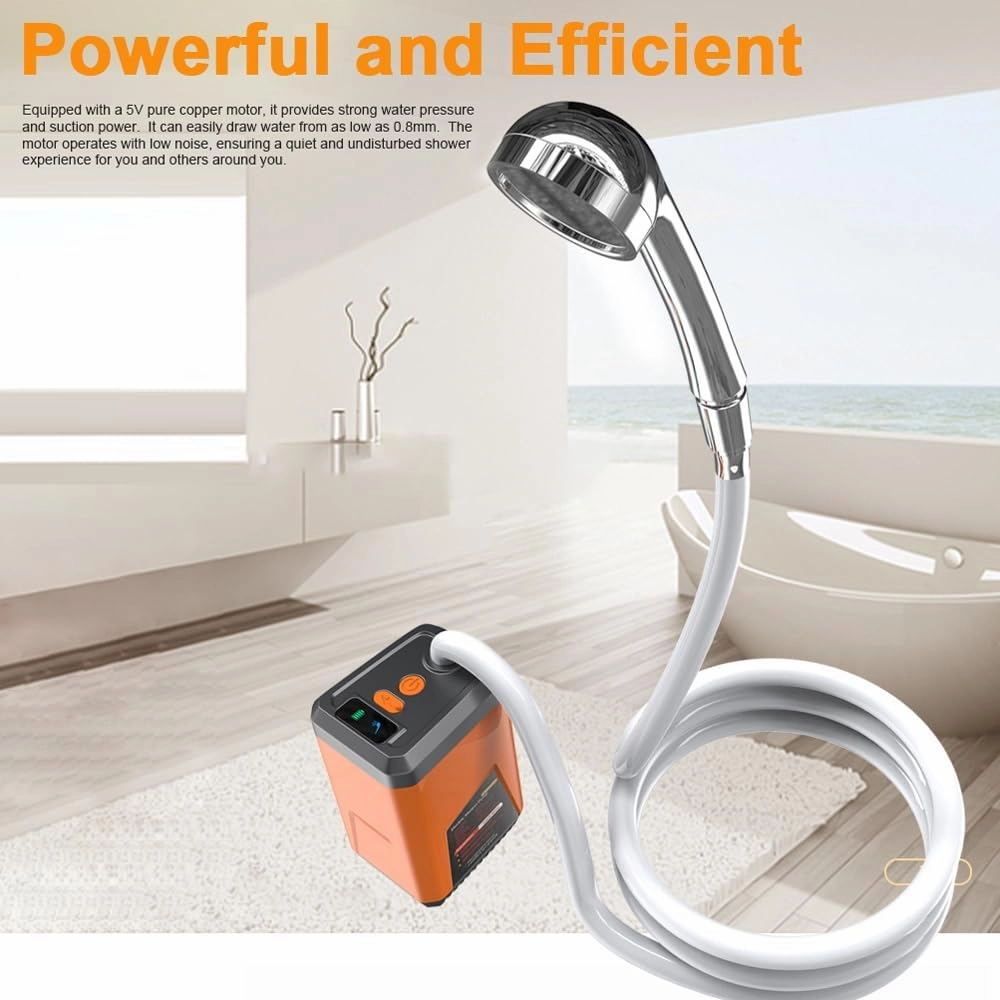 HXBER Portable Camping Shower Outdoor Electric Shower Pump Reable Battery Powered Shower Waterproof Support 3 Water Modes for Camping Hiking Backpacking Travel Beach Pet Watering