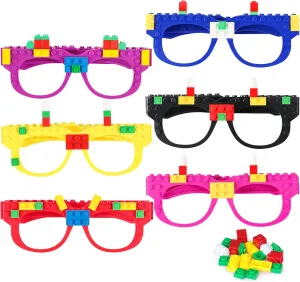 Hxezoc 12 Pcs DIY Building Bricks Glasses Building Blocks Games for Kids Creative Building Block Birthday Party Supplies