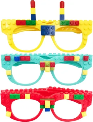 Hxezoc 12 Pcs DIY Building Bricks Glasses Building Blocks Games for Kids Creative Building Block Birthday Party Supplies