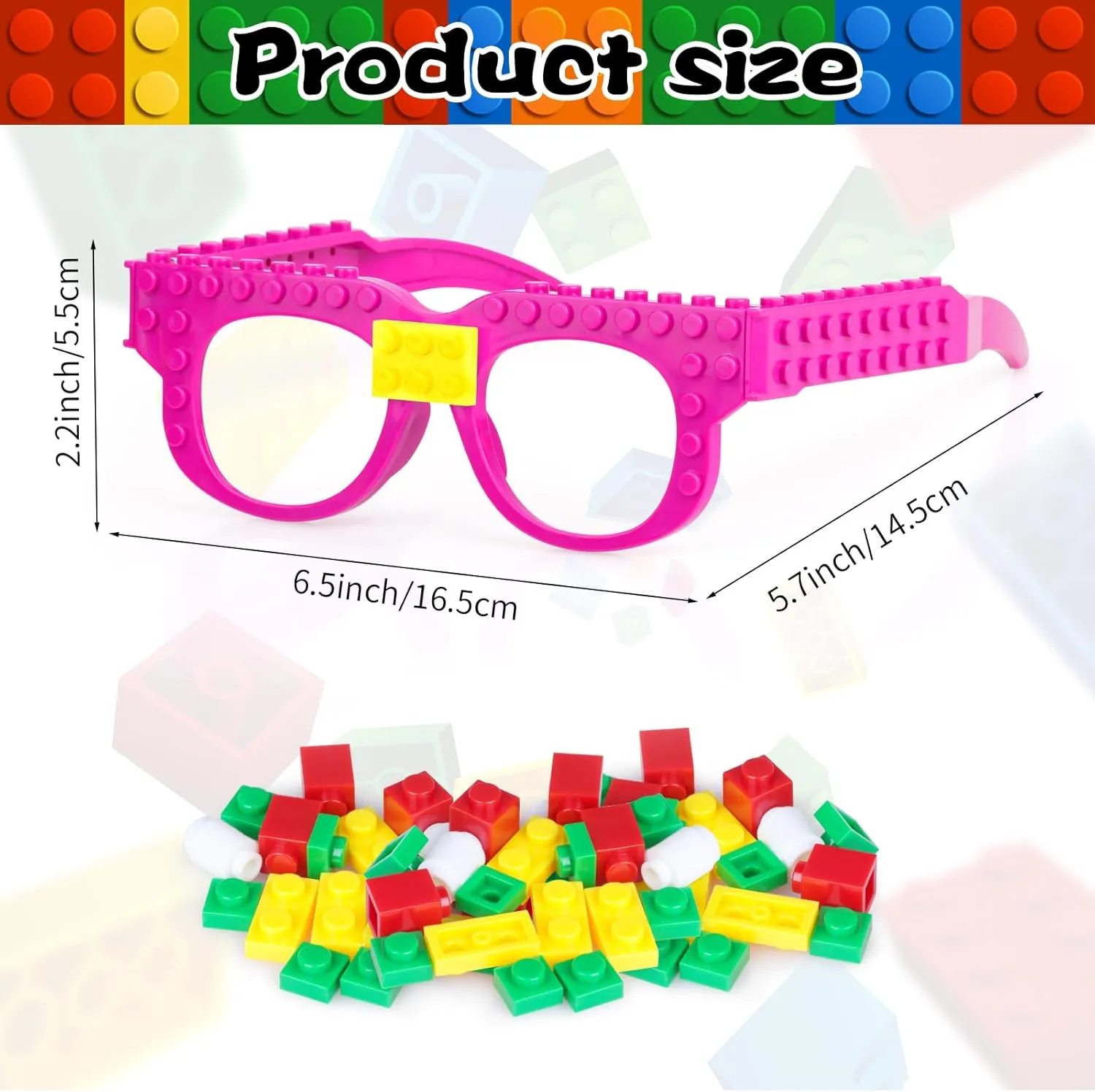 Hxezoc 12 Pcs DIY Building Bricks Glasses Building Blocks Games for Kids Creative Building Block Birthday Party Supplies