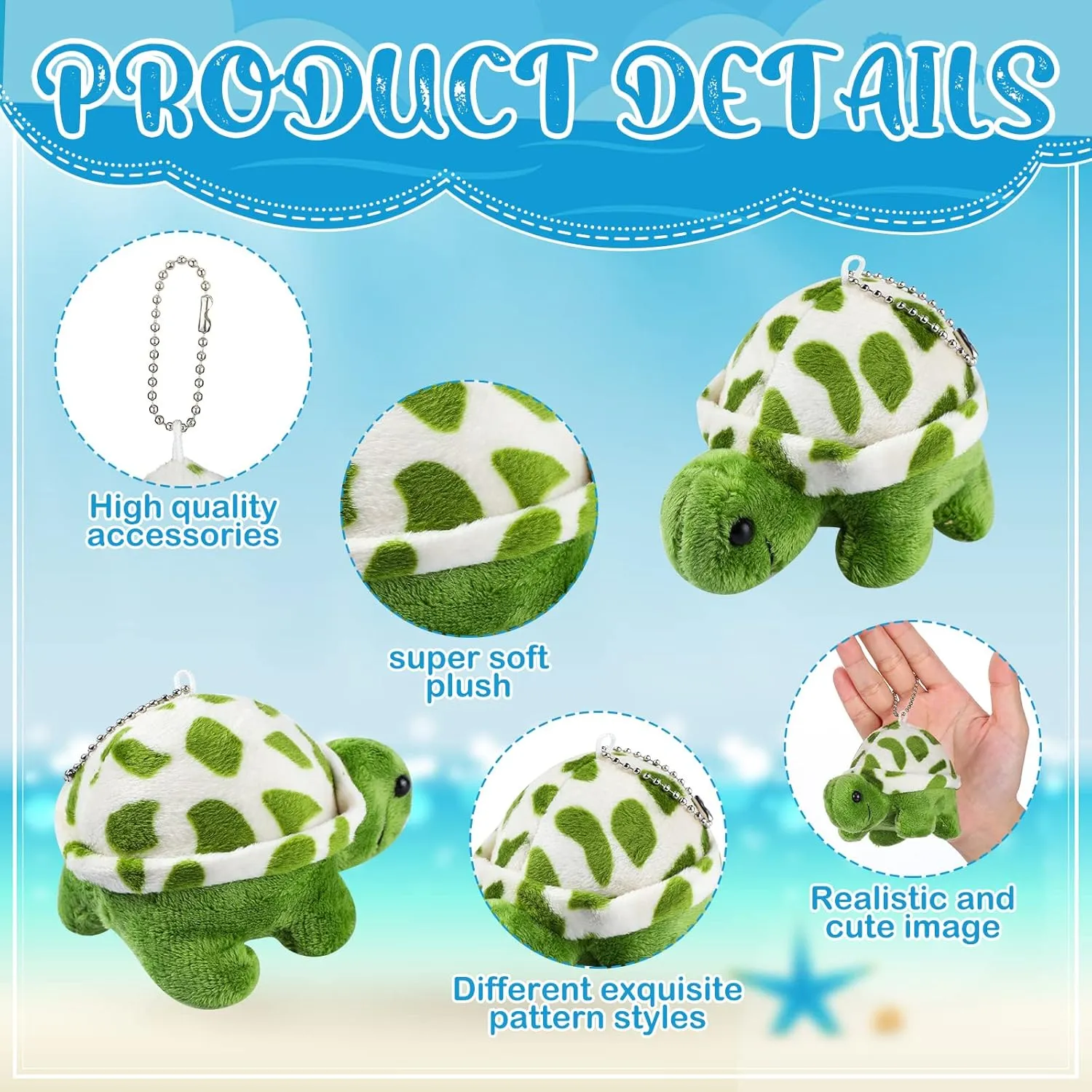 HyDren 24 Pcs Small Turtle Stuffed Toy Soft Sea Turtle Animal Plush Toys Adorable Stuffed Animal Plush Party Decoration for Birthday Beach Ocean Party(Fresh Style)
