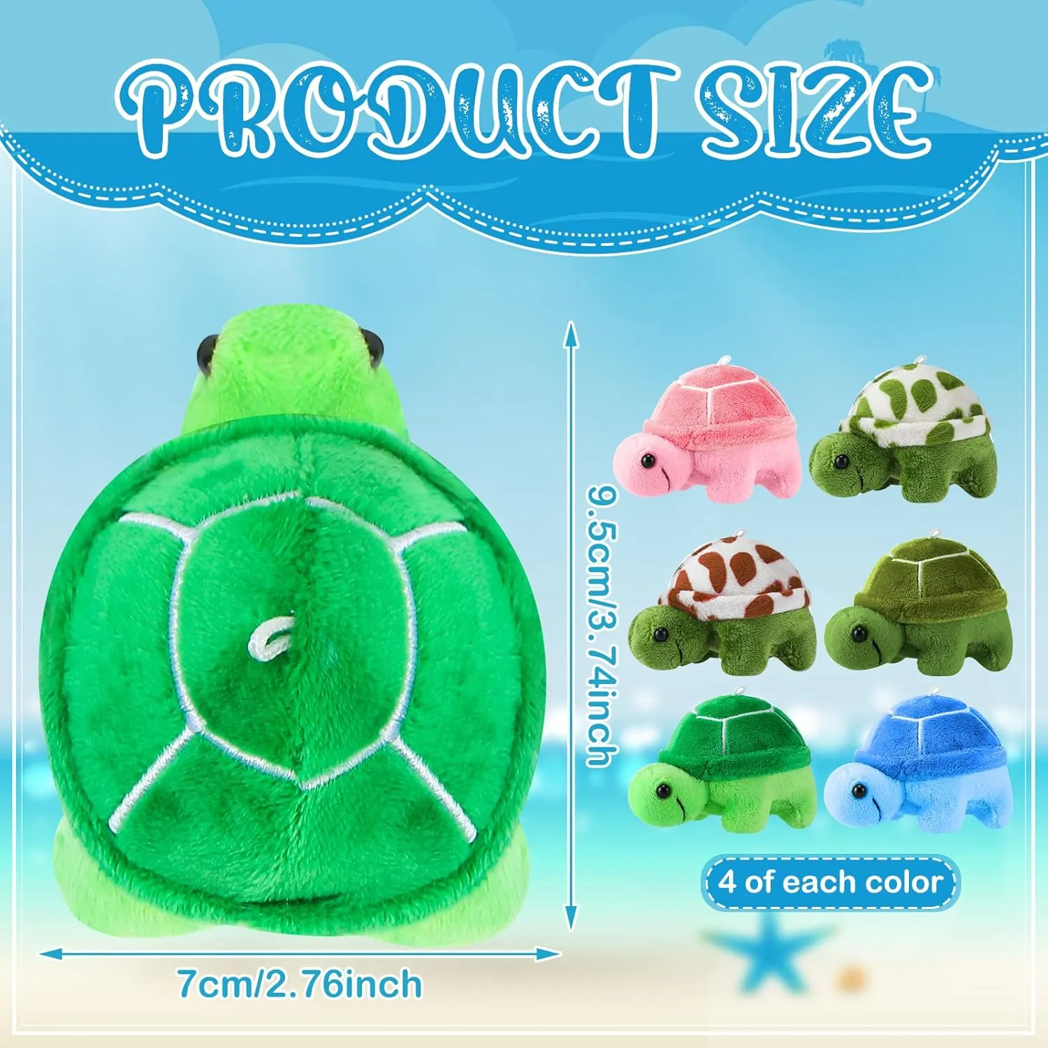 HyDren 24 Pcs Small Turtle Stuffed Toy Soft Sea Turtle Animal Plush Toys Adorable Stuffed Animal Plush Party Decoration for Birthday Beach Ocean Party(Fresh Style)