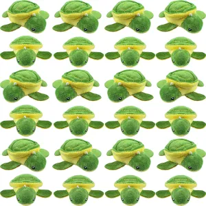 HyDren 24 Pcs Small Turtle Stuffed Toy Soft Sea Turtle Animal Plush Toys Adorable Stuffed Animal Plush Party Decoration for Birthday Beach Ocean Party(Vivid Style)