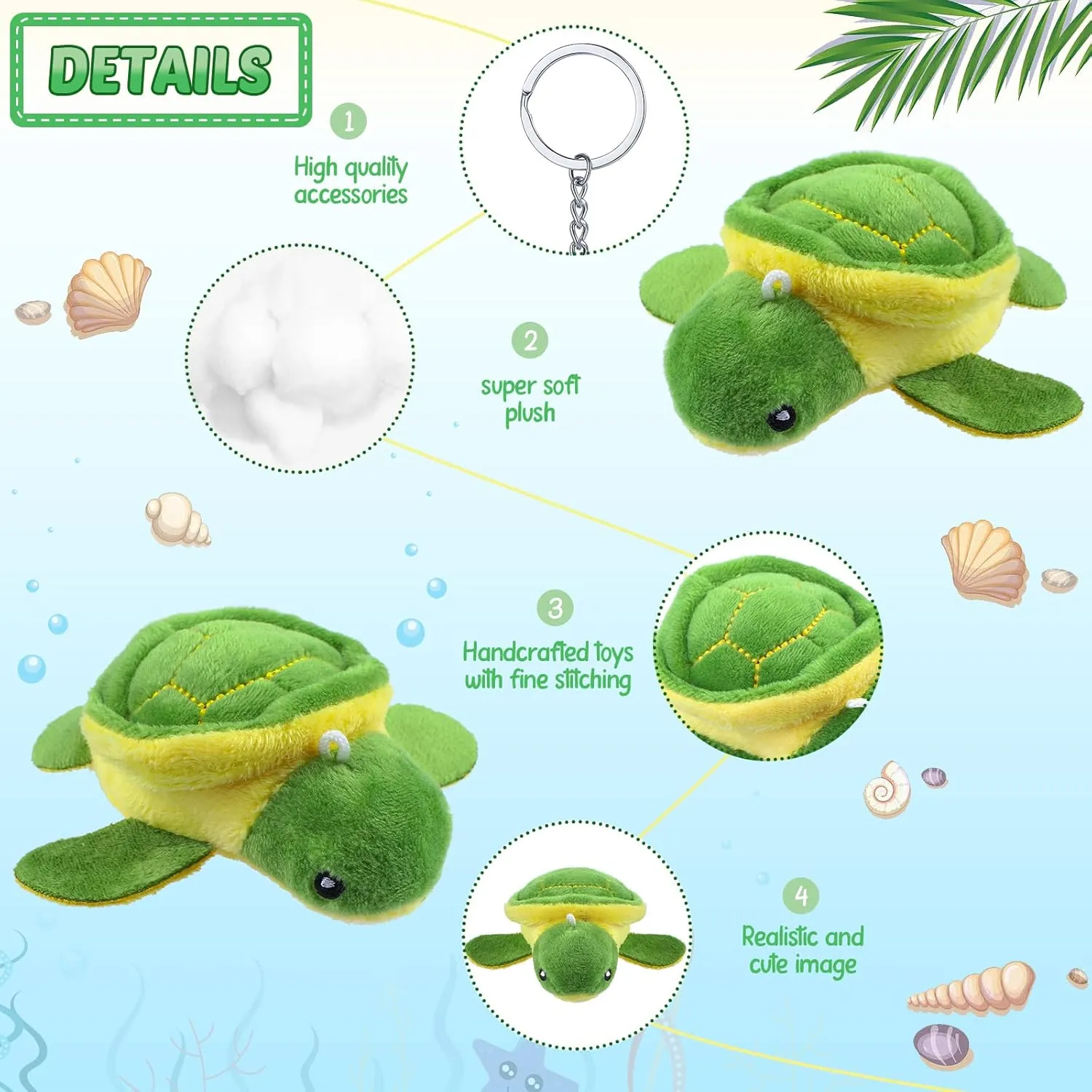 HyDren 24 Pcs Small Turtle Stuffed Toy Soft Sea Turtle Animal Plush Toys Adorable Stuffed Animal Plush Party Decoration for Birthday Beach Ocean Party(Vivid Style)