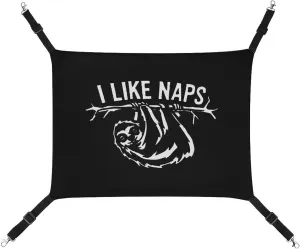 I Like Naps Sloth Cat Hanging Hammock Soft Breathable Pet Cage Dog Hammock with Adjustable Straps and Metal Hooks