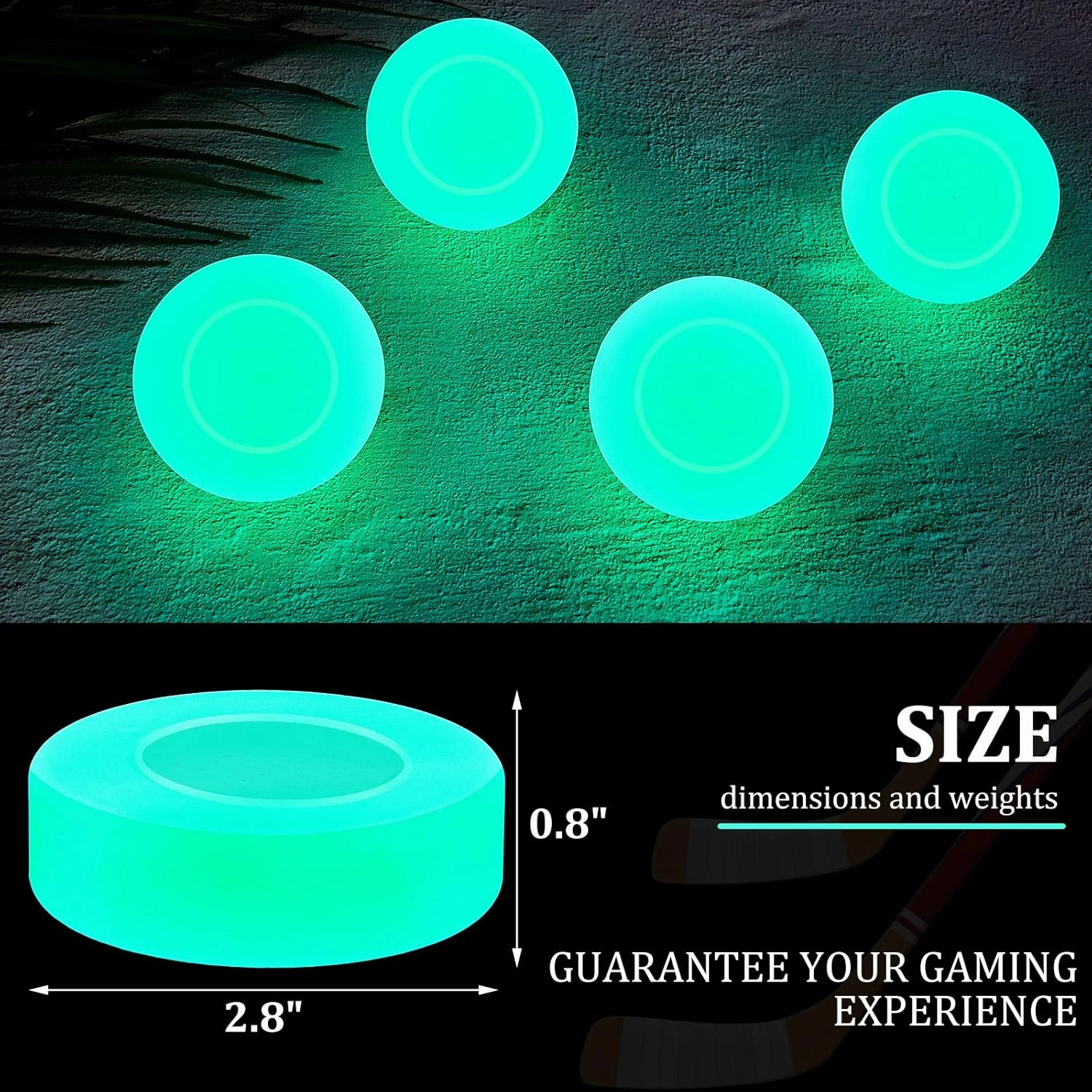 Ice Hockey Puck Glow in The Dark Green Floor Party Pucks for Kids Adults Youth Outdoor Games Gifts
