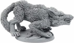 Ice Wolf Miniature Figure, 100% Urethane Resin - 50mm Tall - (for 28mm Scale Table Top War Games) - Made in USA