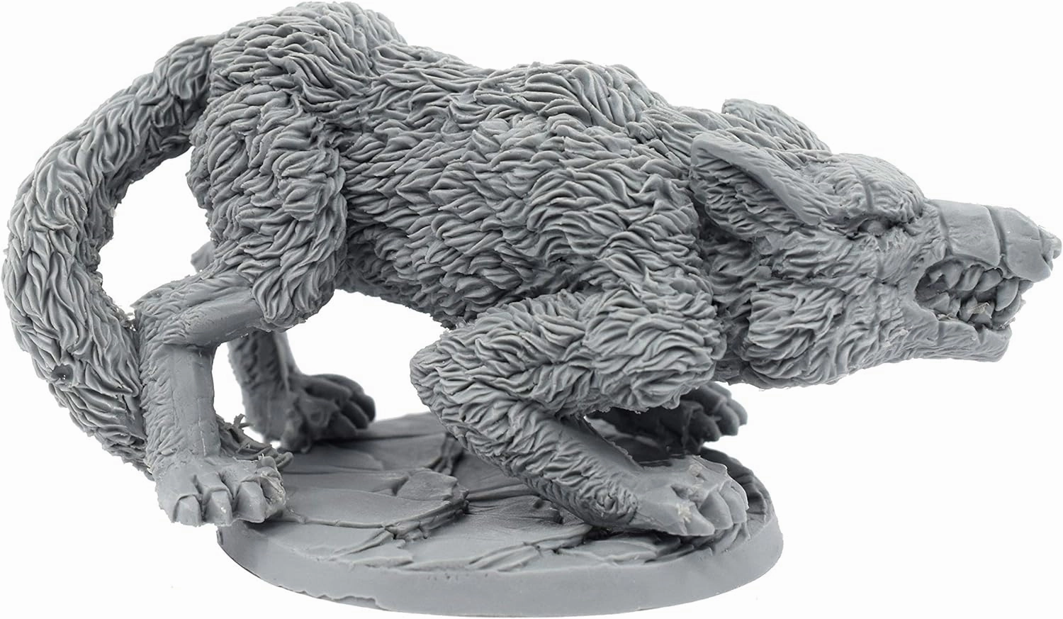 Ice Wolf Miniature Figure, 100% Urethane Resin - 50mm Tall - (for 28mm Scale Table Top War Games) - Made in USA
