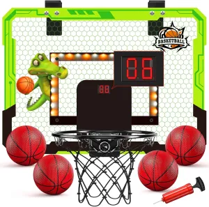 Indoor Mini Basketball Hoop for Kids, Over The Door Basketball Hoops, Mini Hoop Basketball with Scoreboard, 4 Balls, Birthday Gifts Toys for 5 6 7 8 9 10 11 12 Year Old Boys Girls