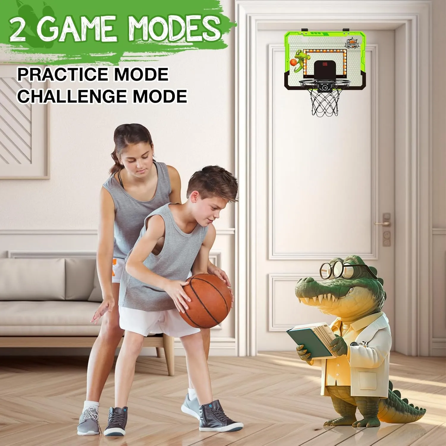 Indoor Mini Basketball Hoop for Kids, Over The Door Basketball Hoops, Mini Hoop Basketball with Scoreboard, 4 Balls, Birthday Gifts Toys for 5 6 7 8 9 10 11 12 Year Old Boys Girls