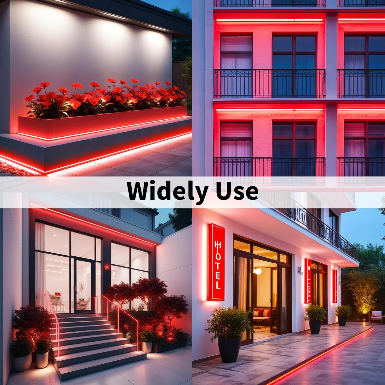 iNextStation Red Led Strip Lights, 16.4Ft/5m Neon Led Light Strip with Power Adapter, 12V Waterproof Silicone Flex LED Neon Rope Lights for Bedroom Wall Festival Party Sign DIY Decor