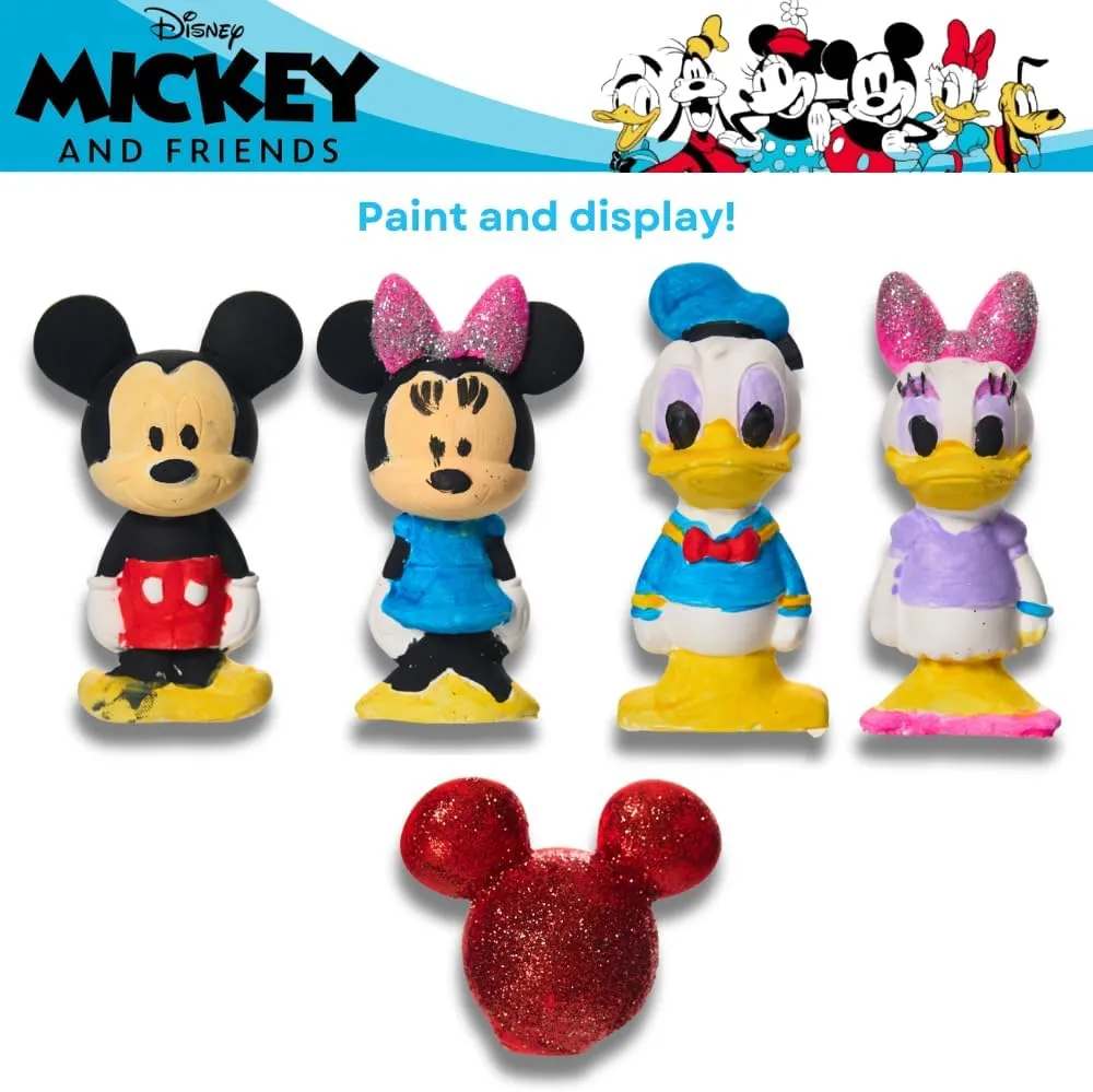 Innovative Designs Disney Mickey and Friends DIY Paint Your Own Figurines Arts and Crafts Set for Kids, Paint, Paint Brush, and Glitter – Mickey Mouse, Minnie Mouse, Daisy and Donald Duck