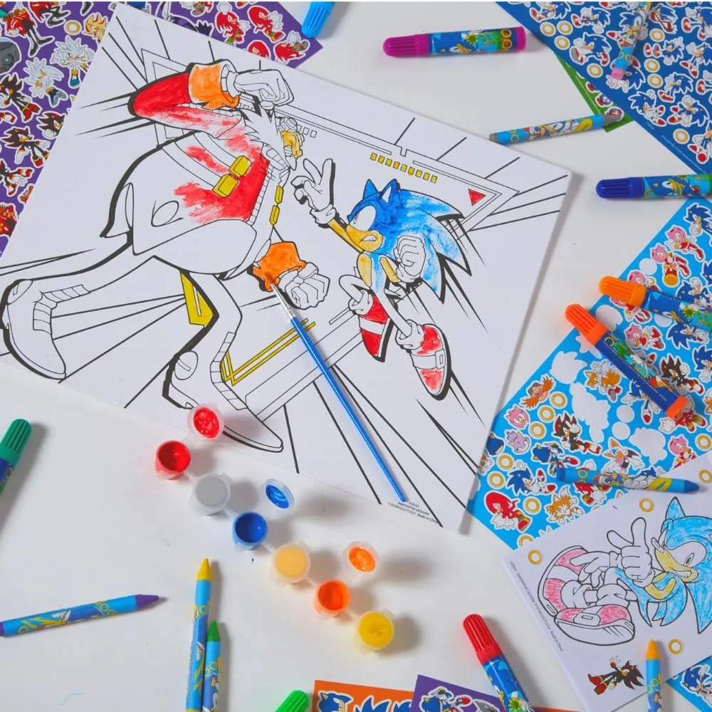 Innovative Designs Sonic The Hedgehog Creative Coloring Canvas Painting and Activity Set for Kids, 1000  pcs