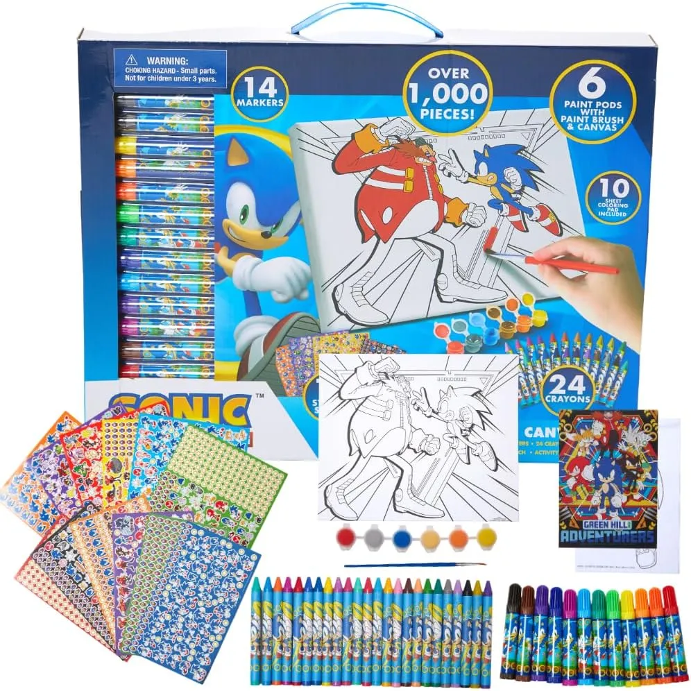 Innovative Designs Sonic The Hedgehog Creative Coloring Canvas Painting and Activity Set for Kids, 1000  pcs