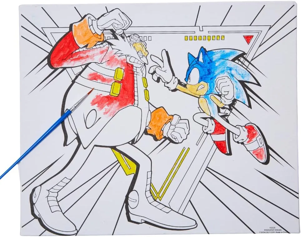 Innovative Designs Sonic The Hedgehog Creative Coloring Canvas Painting and Activity Set for Kids, 1000  pcs