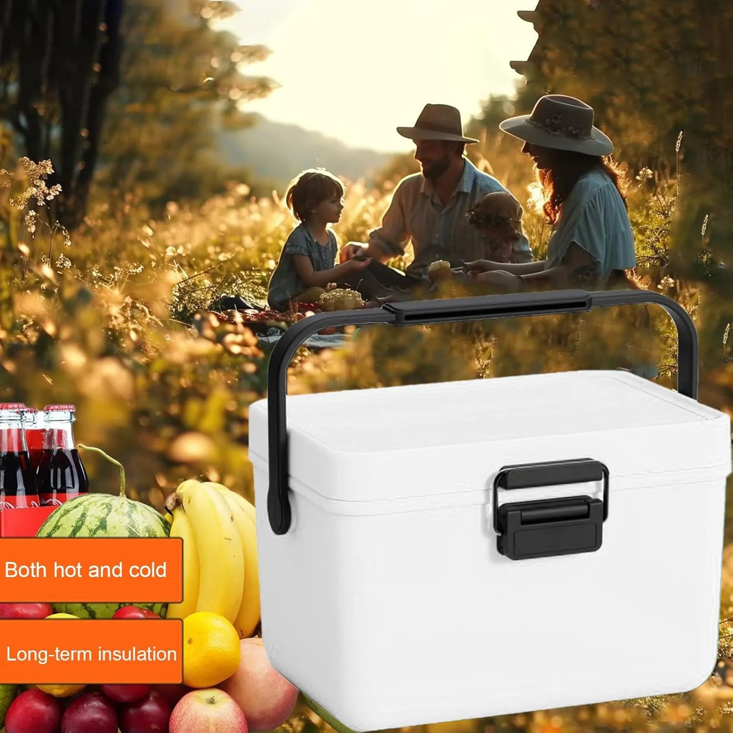 Insulated Mini Ice Chest with Portable Handles, 4qt Small Hard Cooler Lunch Box for Car Camping Picnic Beach Outdoor Cooler Refrigerated Box for Beach, Picnic, Camping, Boat