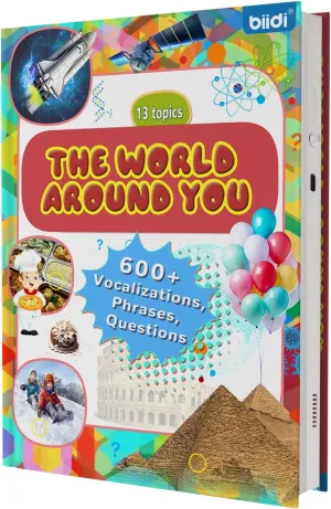 Interactive Sound Book for Toddlers 2-6,English Learning Toy with 600  Sounds,13 topics,Rechargeable Talking Educational Book Gift for Kids (The World Around You)
